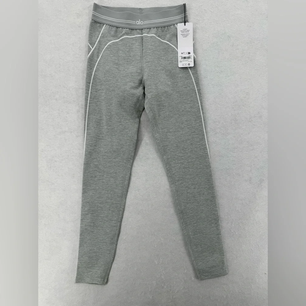 NWT Alo Yoga Alosoft High-Waist Heart Throb Legging Heather Grey White Medium